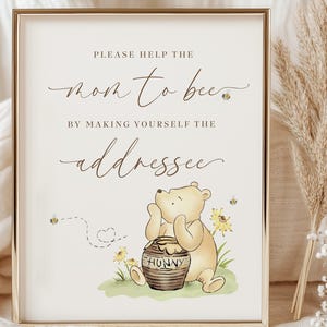 Editable Classic Pooh The Addressee Sign Mom To Be Signage Winnie Baby Shower Write An Envelope With Address Gender Neutral Canva WPC1