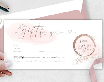Editable Gift Certificate Template, Printable Gift Card (Digital Download)