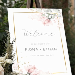 Wedding Welcome Sign Template, Bridal Shower, Instant Download, Printable Wedding Poster, 100% Editable Text, Custom Wedding sign, W-IZZY