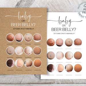 Rustic Baby Shower Game: Bump or Beer Belly - Kraft Style (Digital Download 5x7&quot; PDF)