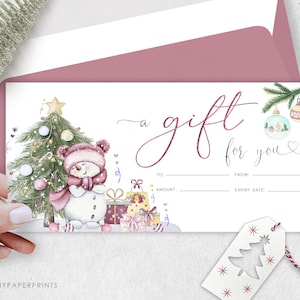 Christmas Gift Certificate Template, Girl Editable Voucher, Holiday Gift Coupon, Printable Christmas Gift Certificate, Marketing Certificate