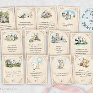 Citation classique de Winnie l'ourson 12 Winnie l'ourson téléchargement numérique lot de 10 x 6 po. Pièce maîtresse de baby shower d'anniversaire décoration de fête-WPV