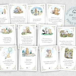 Citazione classica di Winnie The Pooh 12 Winnie Pooh Download immediato Pacchetto digitale 5"x7" Centrotavola per feste di compleanno per baby shower-WPVW