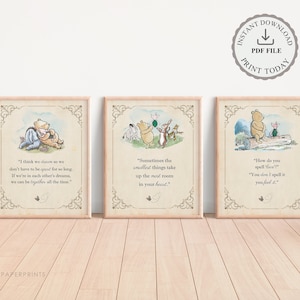 Classico Winnie The Pooh citazione 12 Winnie Pooh Download istantaneo Pacchetto digitale 8 x 10 Nursery Baby Shower Compleanno Centrotavola Party-WPV