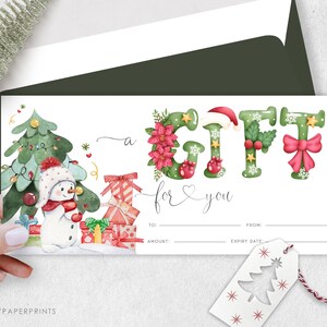Christmas Gift Certificate Template, Editable Gift Voucher, Christmas Coupon, Printable Christmas Gift Certificate, Marketing Certificate