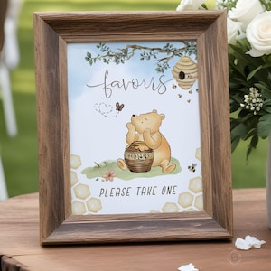 Winnie The Pooh Favor Sign, Baby Shower Party Sign Decorations, Instant Download, 8x10 Jpeg and Pdf, Self Print Winnie The Pooh Sign-WP2