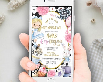 Alice in Wonderland Birthday Invitation: Mad Tea Party Evite (Digital)