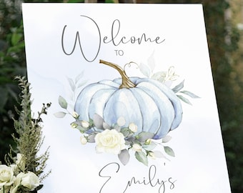 Pumpkin Baby Shower Welcome Sign, Pumpkin Welcome Sign, Little Pumpkin, Baby Boy, Blue Pumpkin Baby Shower, Instant Download, PUMPKIN