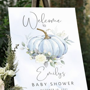 Pumpkin Baby Shower Welcome Sign, Pumpkin Welcome Sign, Little Pumpkin, Baby Boy, Blue Pumpkin Baby Shower, Instant Download, PUMPKIN