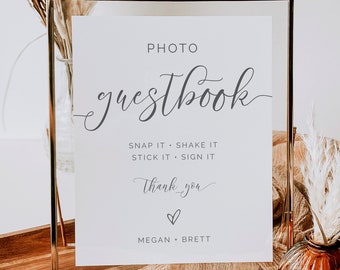 Photo Guestbook Sign, Editable Sign, Personalized Wedding Guest Sign, Instant Download, Printable Guest Book Sign, Minimalist