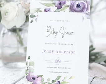 Baby shower Invitation Template, Printable Gender Neutral Shower invitation, Watercolor Template for Boy or Girl, Editable Baby Cards, SUZY