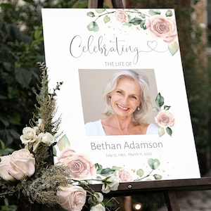 Funeral Welcome Sign Editable Template Celebration of Life Decoration Large Funeral Sign Memorial Sign Funeral Decor Editable Sign F-CARMEN