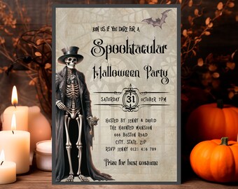 Halloween Party Invitation: Vintage Gothic Editable Costume Party Invite (Digital Download)