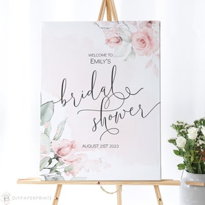 Bridal Shower Welcome Sign, Dusky Pink Bridal Shower Sign, Editable Welcome Sign, Pink Floral Welcome Poster, Bridal Signage, - IZZY