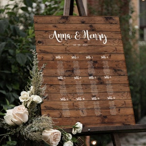 Rustieke bruiloft zitplaatsen grafiek, land bruiloft tafel plan sjabloon, bewerkbaar, afdrukbare tafel plan, INSTANT DOWNLOAD, houtlook, W-BETSY