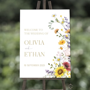 Wedding Welcome Sign Wildflower Welcome Poster Printable Floral Wedding Welcome Template Spring Welcome Editable Template - MEADOW