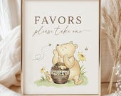 Winnie the Pooh Baby Shower Sign: Gender Neutral Favors Decor (Canva Template Digital Download) WD1