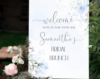 Blue Floral Bridal Brunch Welcome Sign Template (Digital Download)