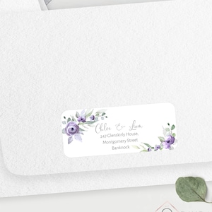 Address Labels, Self-Editable, Printable Return Address Label, Purple Floral, Greenery Wedding, Baby Shower, Custom, Avery, SUZY