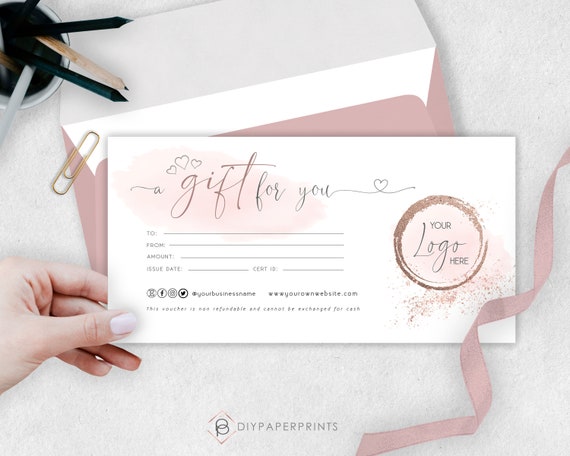Gift Certificate Template, Editable Gift Card Insert Template, Gift Voucher Printable Editable Gift Card Printable Marketing Certificate