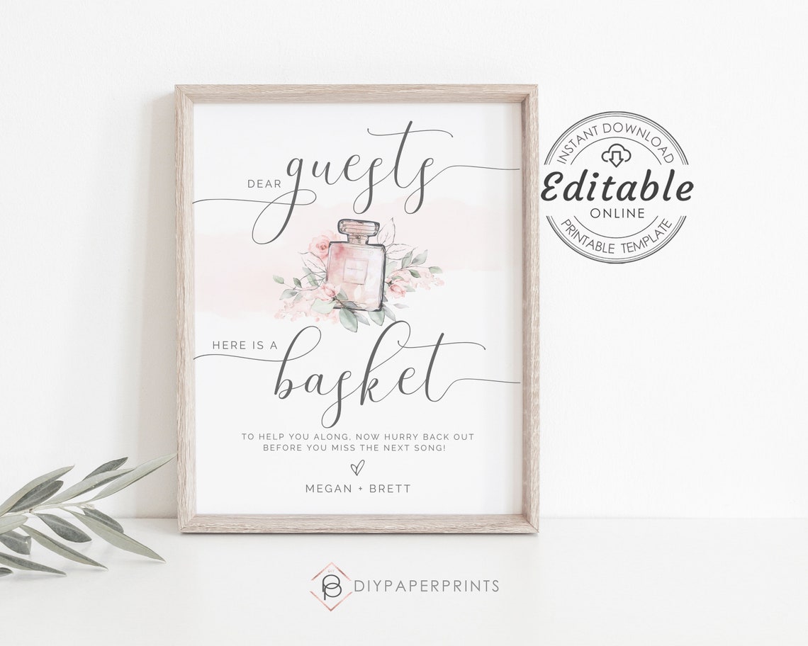 Wedding Bathroom Basket Sign Printable Wedding Restroom Sign | Etsy ...