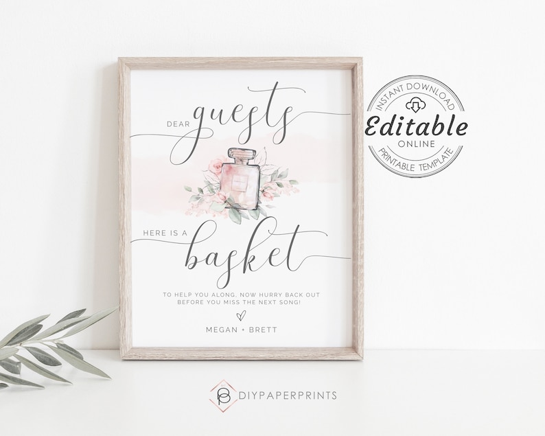 Wedding Bathroom Basket Sign Printable Wedding Restroom Sign - Etsy