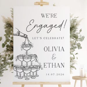 Engagement Party Welcome Sign We're Engaged Champagne Toast PRINTED or Digital Modern Minimalist Poster Canvas, Foamboard, PDF A1 A2 A3 Bild 7
