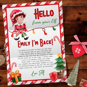Hello from elf Christmas Elf I'm back letter Arrival letter from elf letter to kids from elf Digital Editable Printable Download