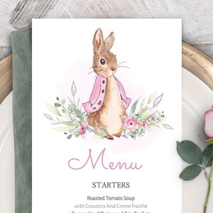 Peter Rabbit Menu Template, Menu Card Template, Baby Shower Menu ...