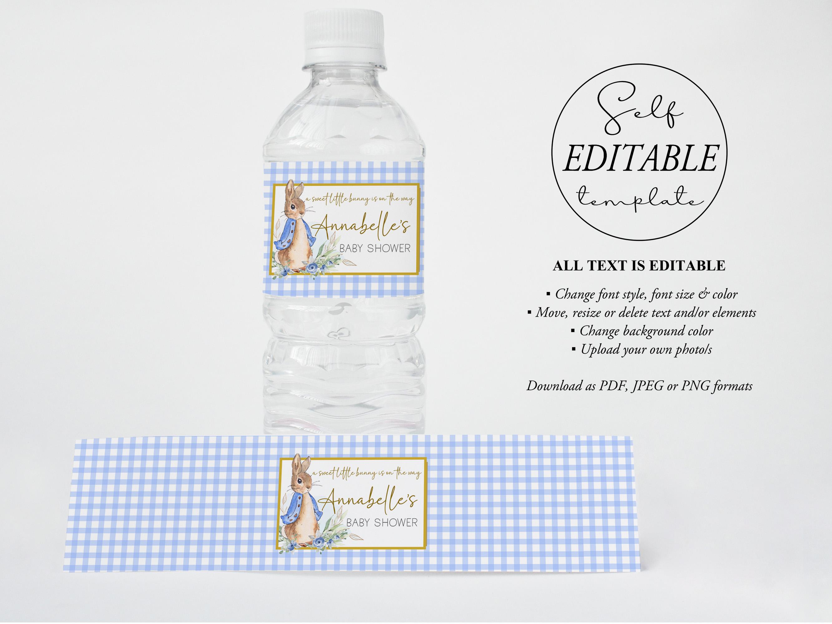 Peter Rabbit Name Labels Peter Rabbit Baby Shower Water Bottle Labels, Bunny Baby Shower Labels ...