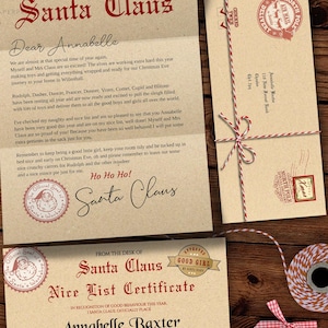 Santa Letter & Nice List Certificate Editable Father Christmas (Instant Download)