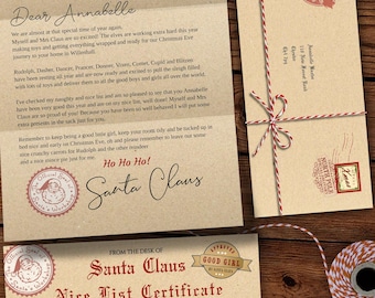 Santa Letter & Nice List Certificate Editable Father Christmas (Instant Download)