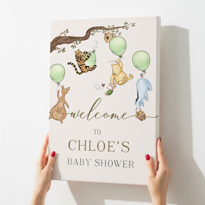 Winnie the Pooh Baby Shower Welcome Sign: PRINTED or Digital Custom Poster, Canvas, Foam Board File - A1/A2/A3 image 7