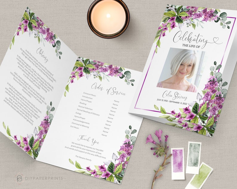 Editable Funeral Program Template Memorial Service Template Etsy UK