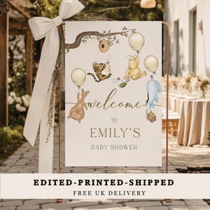 Winnie the Pooh Baby Shower Welcome Sign: PRINTED or Digital Custom Poster, Canvas, Foam Board File - A1/A2/A3 image 2