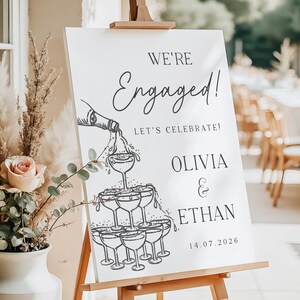Engagement Party Welcome Sign We're Engaged Champagne Toast PRINTED or Digital Modern Minimalist Poster Canvas, Foamboard, PDF A1 A2 A3 Bild 5
