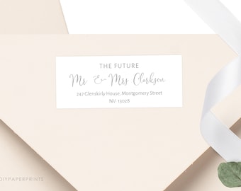 Return Address Labels, Self-Editable, Minimal Script, Printable Label, Contemporary Wedding, Custom, Avery 5160 Labels