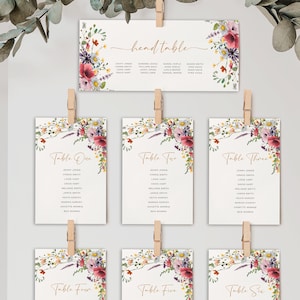 Wedding Table Plan Cards, Individual Banquet Seating Plan, Breakfast Seating Chart, Table Plan Cards Template, Find Your Seat Chart-W-WANDA