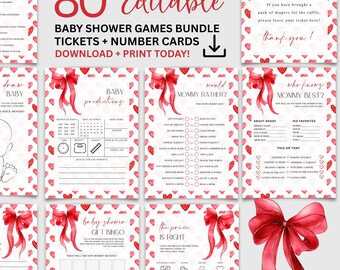 Paquete de juegos editables para baby shower: Tema de San Valentín "Little Sweetheart" LS1