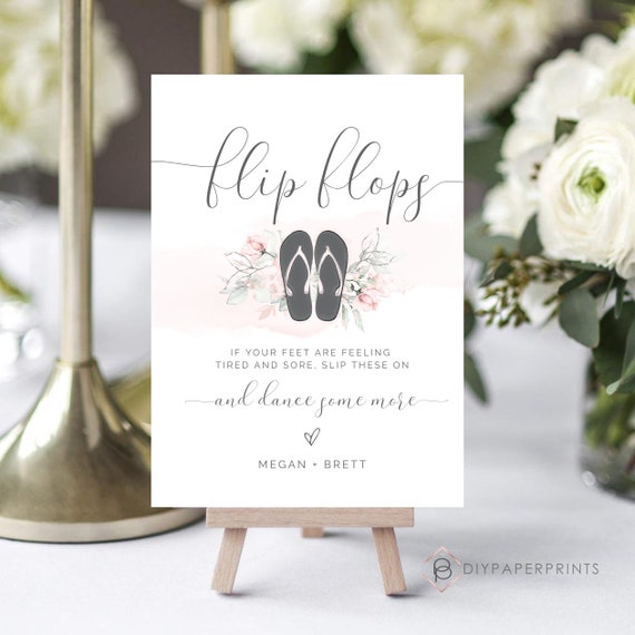 Wedding Flip Flops Sign, Editable Flip Flop Sign, Dance Floor