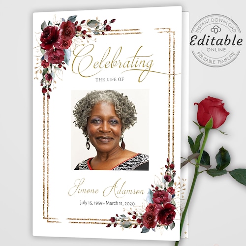 Editable Funeral Program Template Memorial Service Template - Etsy