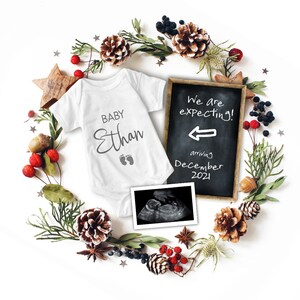 Christmas Pregnancy Announcement Template, Instagram Baby Reveal, Social Media Baby Announcement, Gender Neutral Reveal, Facebook Instagram