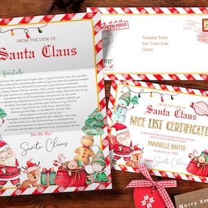 Editable Official Letter To Santa Claus And Official Nice List Certificate Bundle North Pole Mail Christmas Eve Box Instant Download