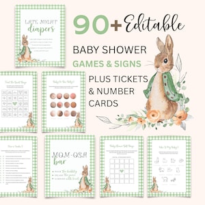 Peter Rabbit Baby Shower Games Bundle, Green Peter Rabbit Baby Shower Games, Boy Girl Peter Rabbit Shower Games, BSGB