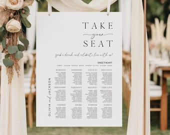 Minimalist Take Your Seat, Wedding Seating Plan, Personalised Modern Poster, Foamboard  PRINTED or Digital A1 A2 A3 - Printed Minimalist-1