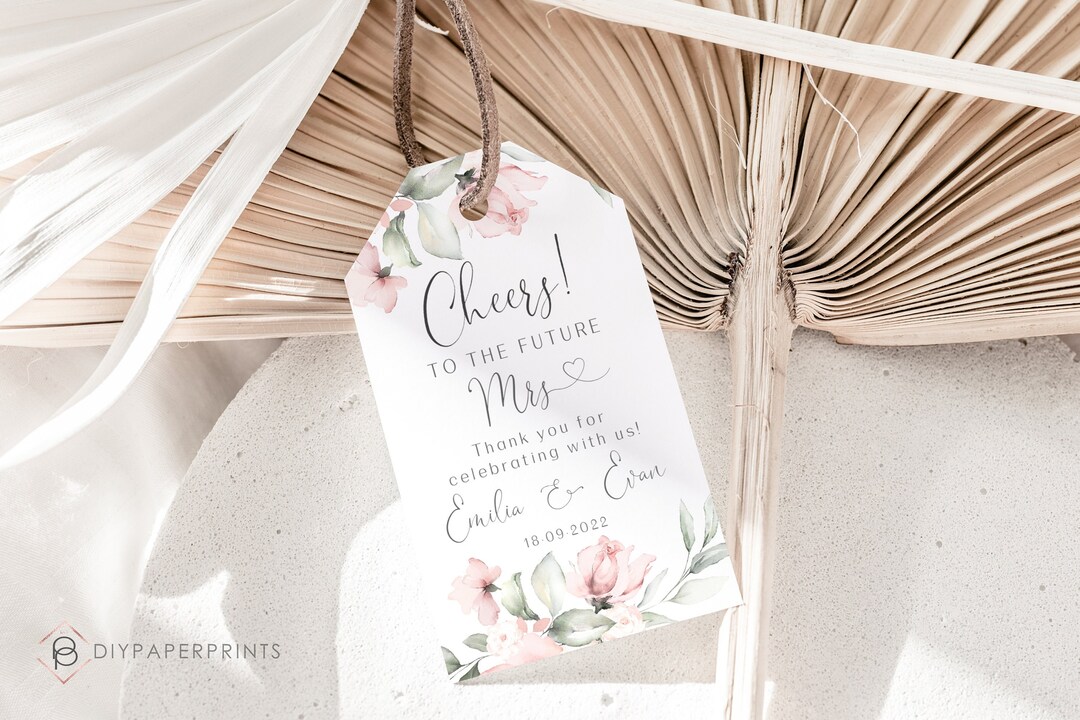 Editable Favor Tags, Champagne, Wine Bottle Printable Bridal Shower Tag ...