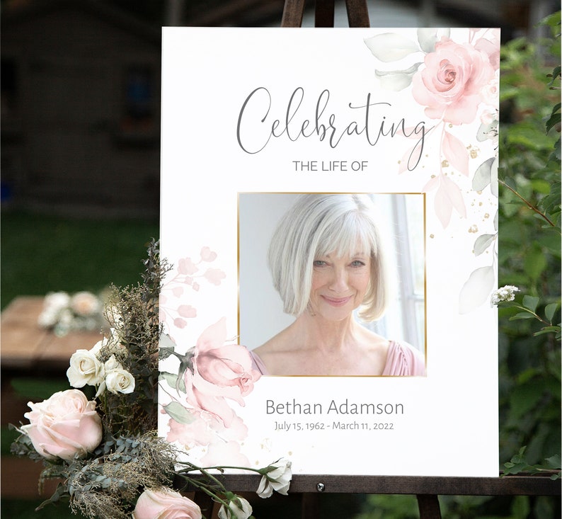 Funeral Bundle Set, Pink Celebration of Life, Funeral Memorial Pack, In Loving Memory Suite, Printable Editable Funeral Templates F-IZZY image 3