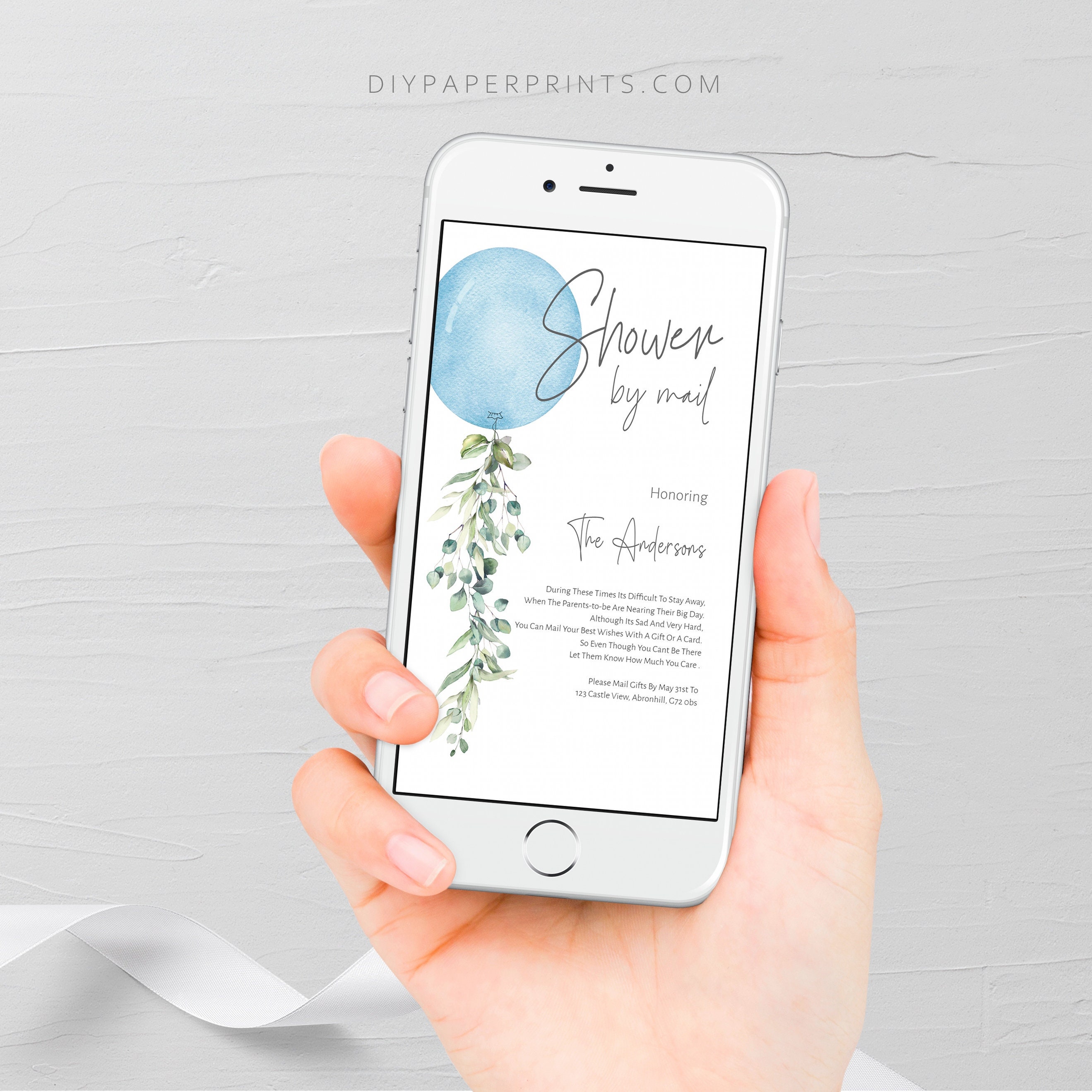 Paper & Party Supplies Invitations Paper Virtual Baby Shower Evite Blue