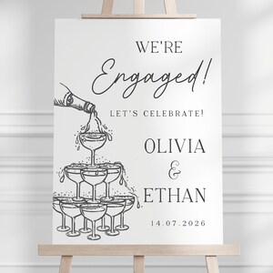 Engagement Party Welcome Sign We're Engaged Champagne Toast PRINTED or Digital Modern Minimalist Poster Canvas, Foamboard, PDF A1 A2 A3 Bild 2