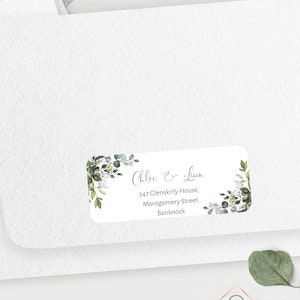 Adressetiketten, Greenery selbst bearbeitbar, druckbares Adressetikett, blaues Blumenmuster, Hochzeit im Grünen, Babyparty, Individuell, Avery, ALEX